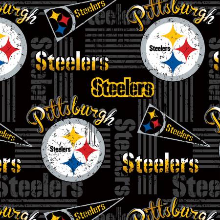 Fancy Black NFL Pittsburgh Steelers 60" Wide Cotton - 1/2 yard (14450-D)