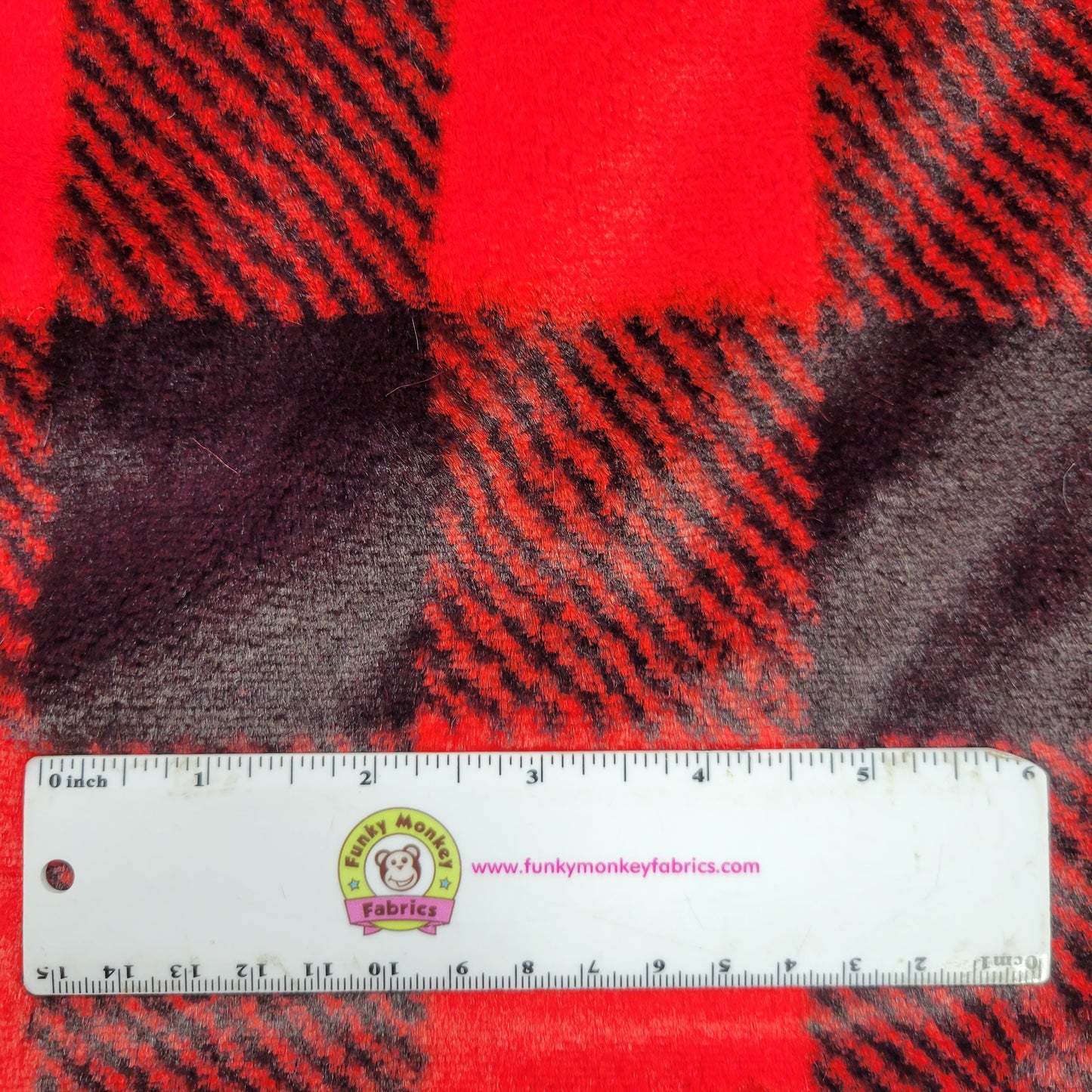 Luxe Cuddle Scarlet/Black Buffalo Check - Shannon Fabrics Minky
