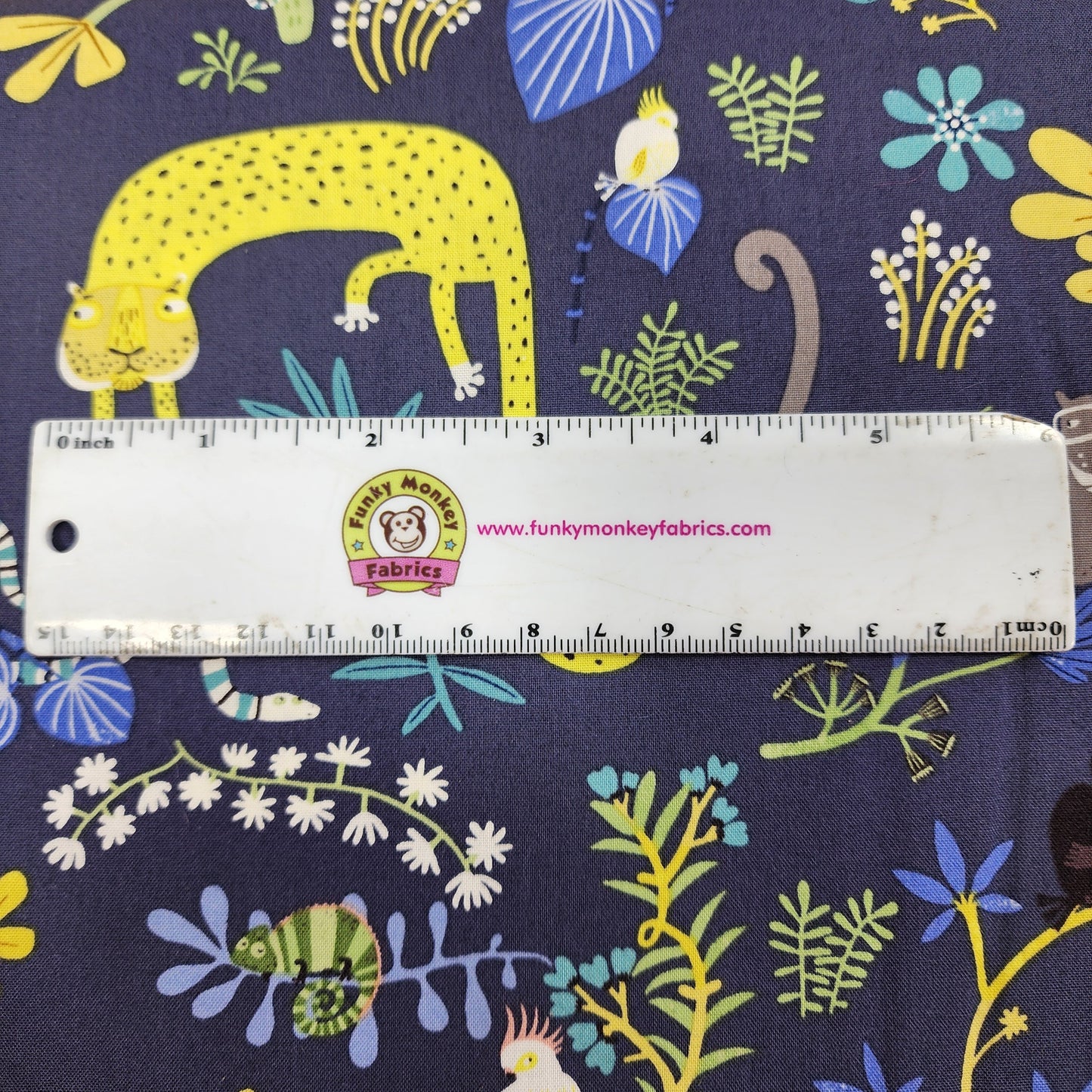 CLEARANCE Dark Denim Jungle Jive Animals - Clothworks Cotton