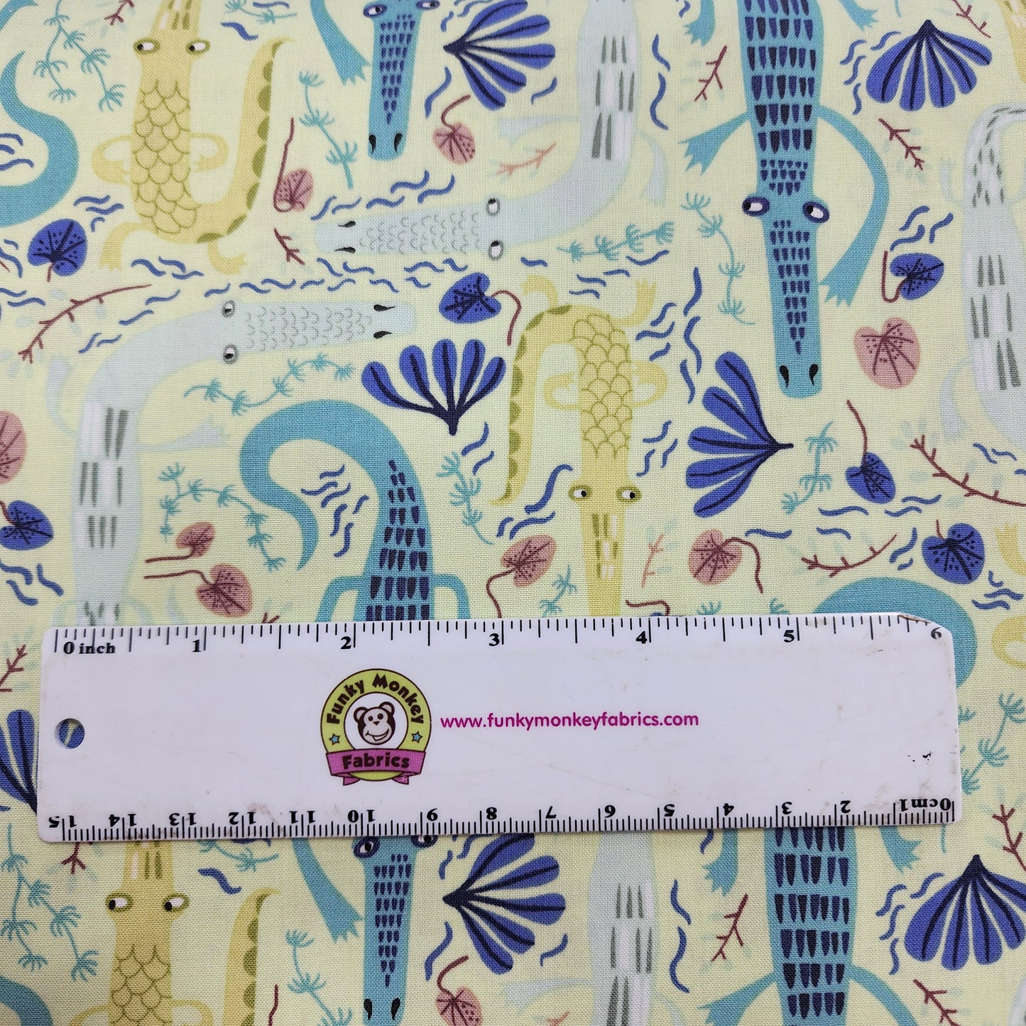 CLEARANCE Light Olive Jungle Jive Crocodiles - Clothworks Cotton