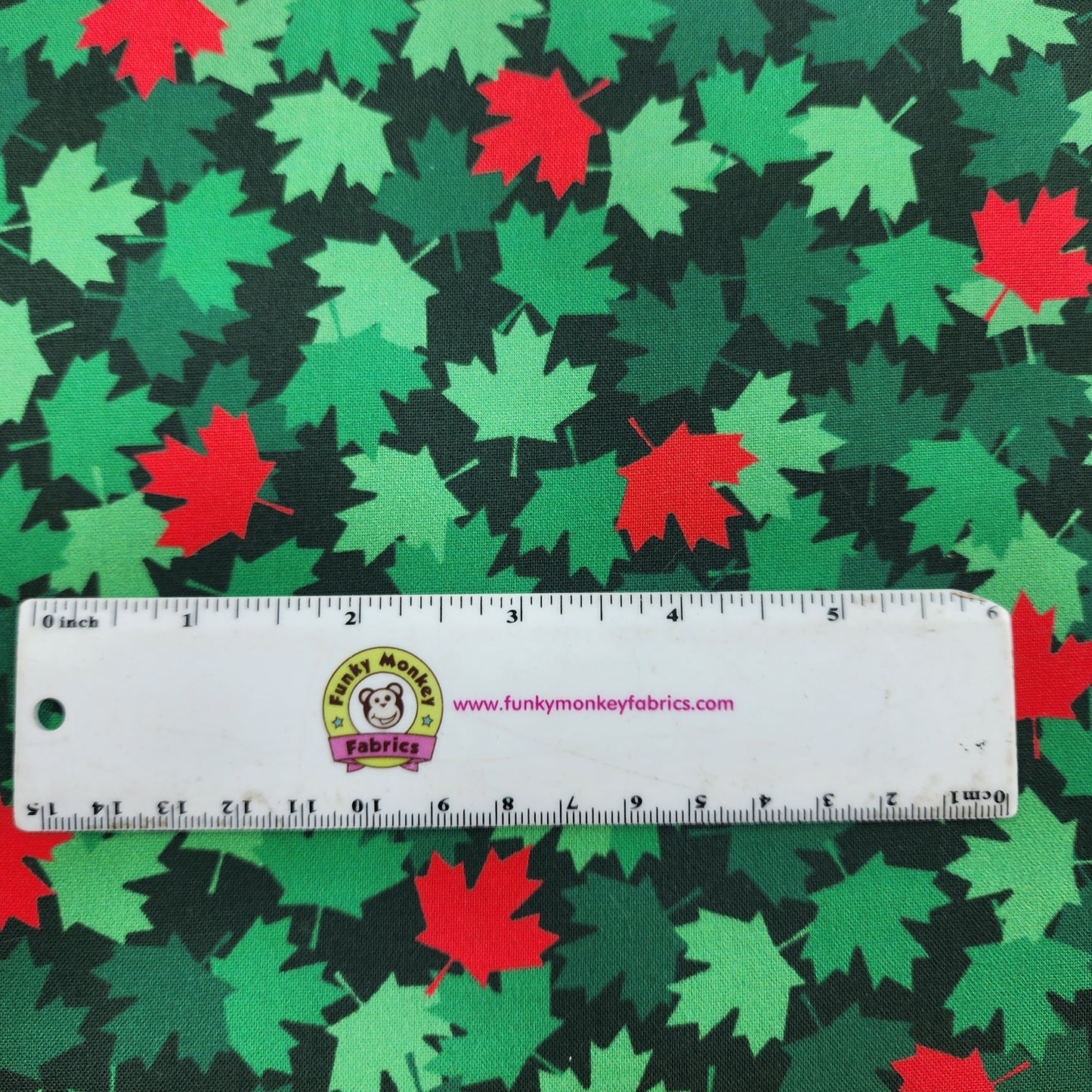 Festive Canada Green Maple Leaves - Windham Fabrics Cotton