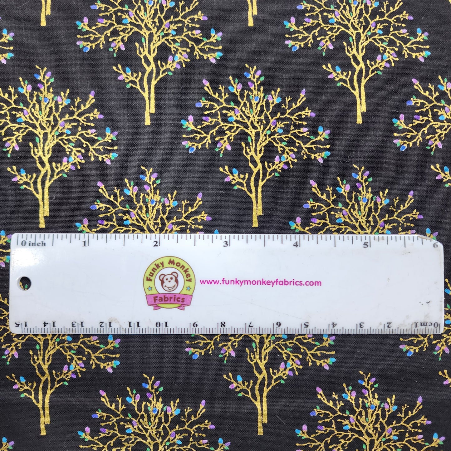 Black Metallic Trees - Timeless Treasures Cotton