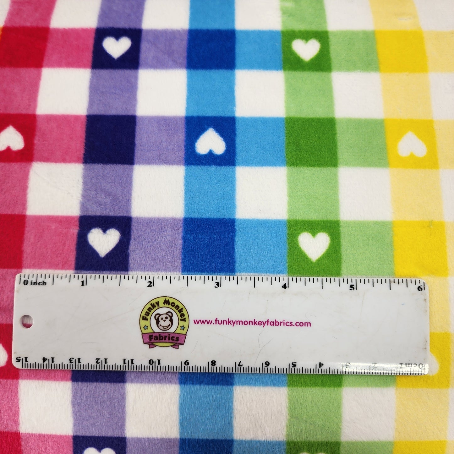 Gingham Hearts Fuchsia Digital - Shannon Fabrics Cuddle Minky