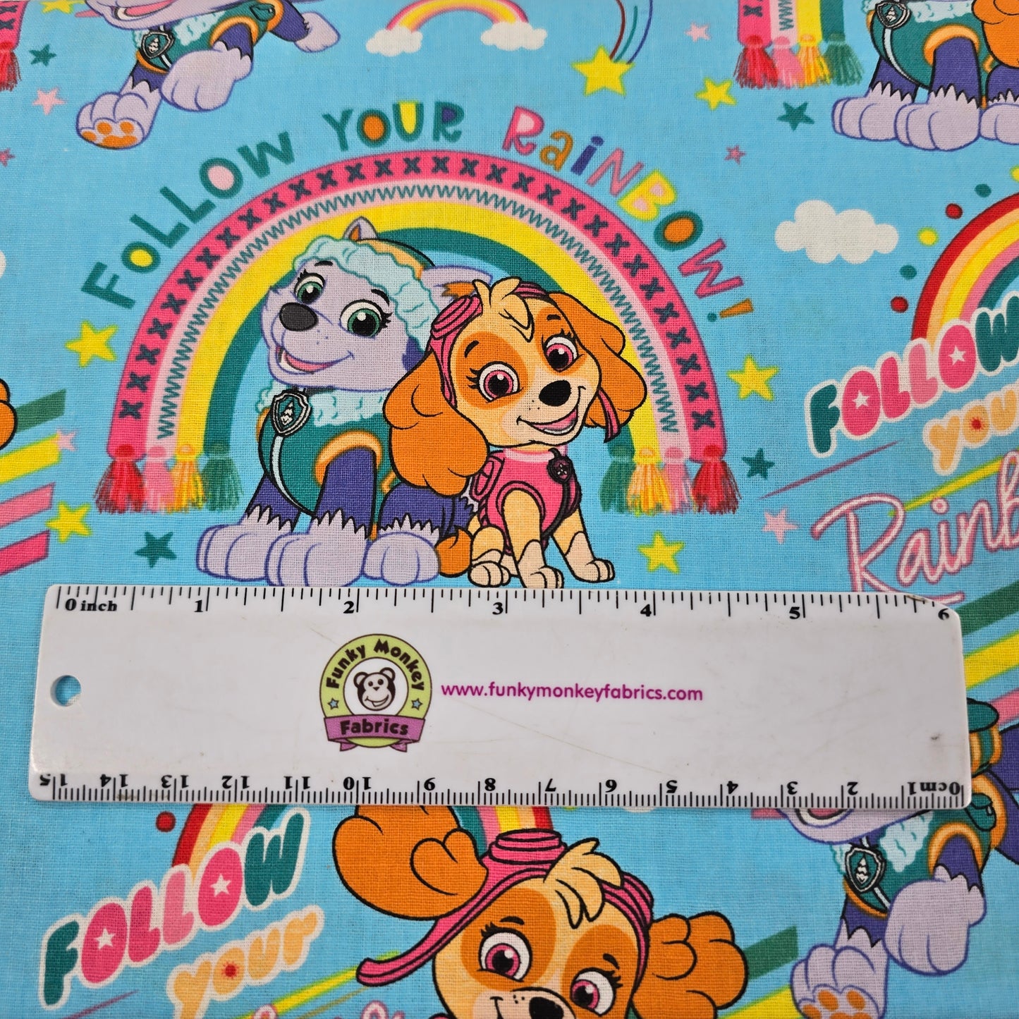 Follow Your Rainbow Blue Paw Patrol - David Textiles Cotton