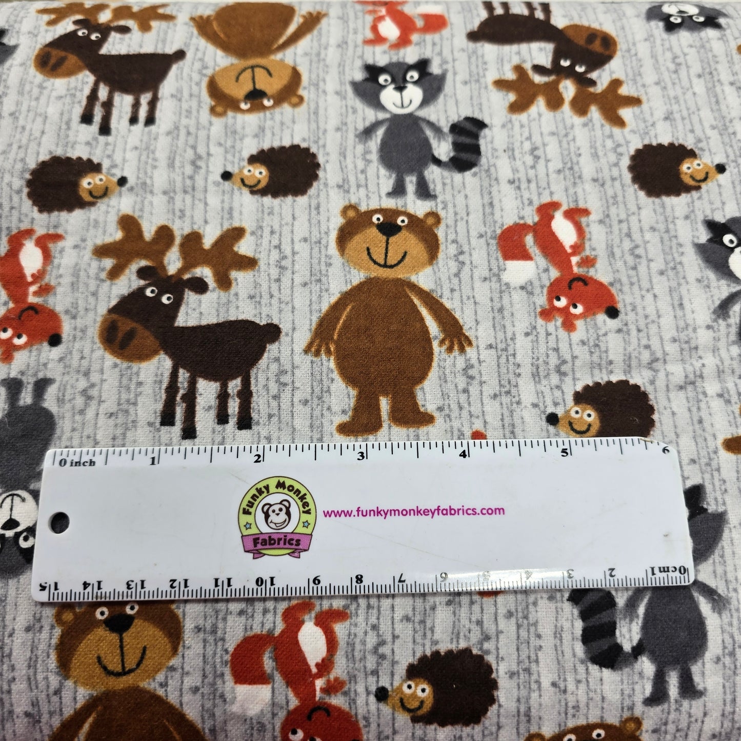 Woodland Animals on Grey - AE Nathan Flannel