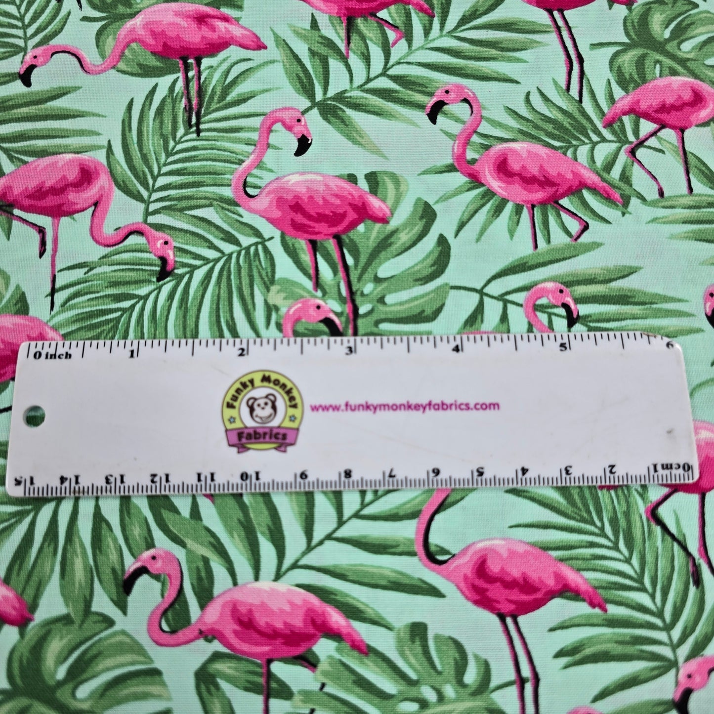 Pink Flamingos on Green - Fabric Traditions Cotton