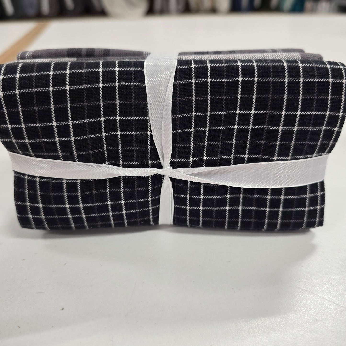 5 Fat Quarters - Black/White/Grey Plaids - 3 Wishes Flannel