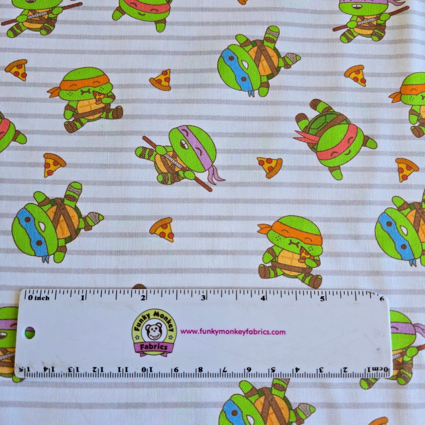TMNT on Grey Stripes - Springs Creative Cotton