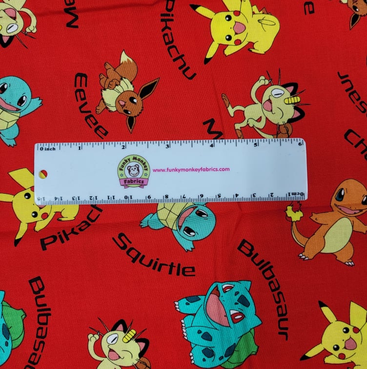 Pokemon on Red - Robert Kaufman Cotton (72015-3)