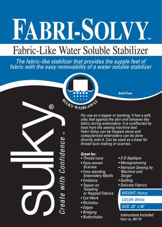 Fabri-Solvy Washaway Stabilizer White 20in x 1yd (407-01)