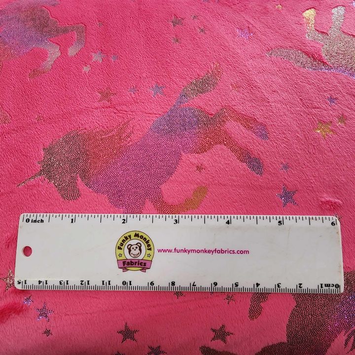 Fuchsia/Multi Sparkle Cuddle Glitter Unicorn - Shannon Fabrics Cuddle Minky