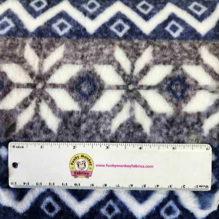 CLEARANCE Luxe Navy/Silver Fair Isle Multi - Shannon Fabrics Cuddle Minky