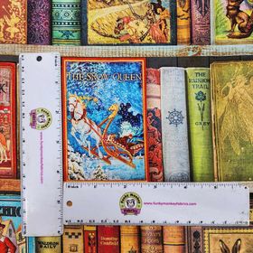 Book Shelf Antique Library of Rarities - Robert Kaufman Cotton