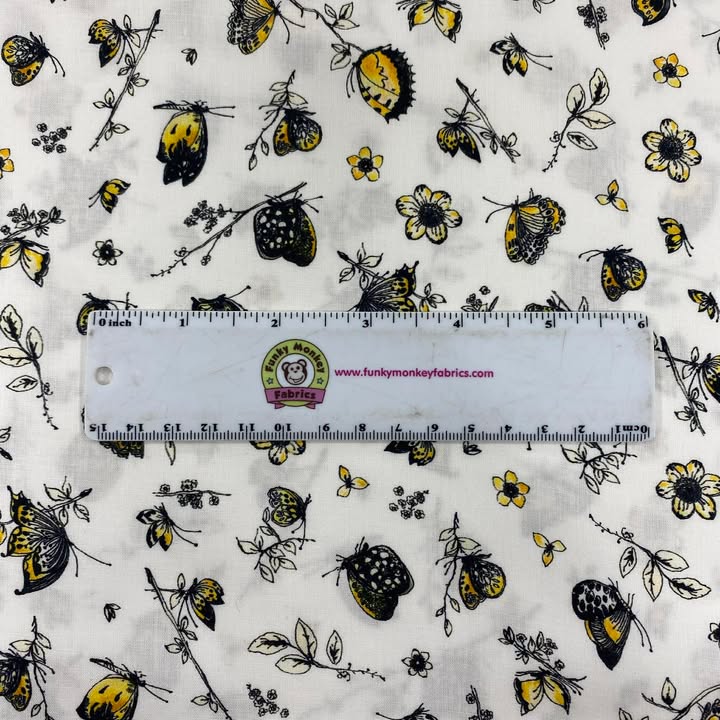 Butterflies on White - Robert Kaufman Cotton