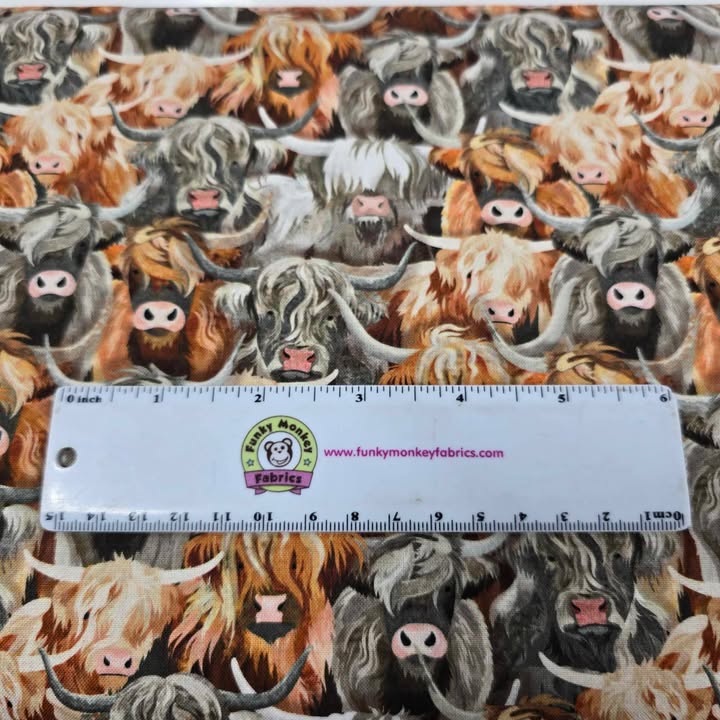 Gingerbread Packed Cows - Highlander - Studio E Cotton