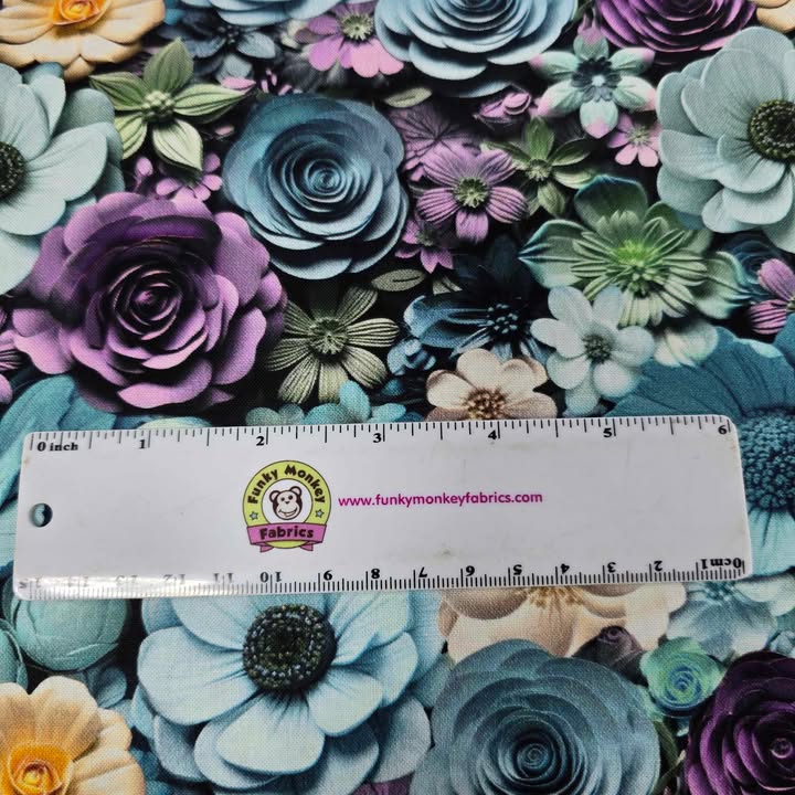 Turquoise Floral - Another Dimension - Studio E Cotton