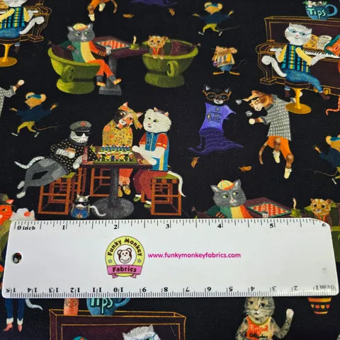 Black Coffee Cat - Purrsuit Of Coffeeness - Michael Miller Cotton