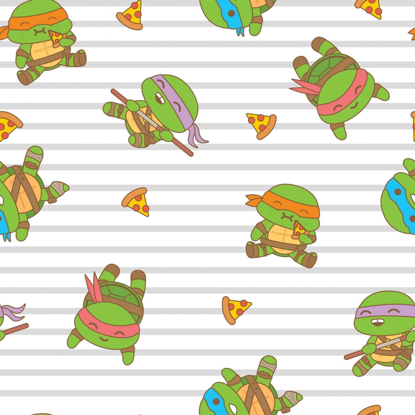 TMNT on Grey Stripes - Springs Creative Cotton