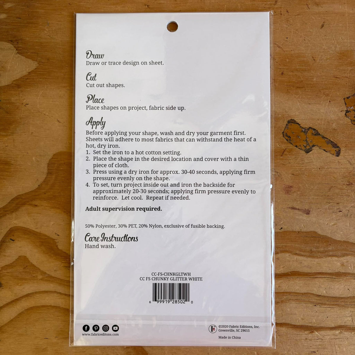 White - Iron-On Glitter Fabric Sheet