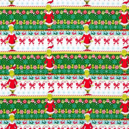 Border Stripe Dr. Seuss How the Grinch Stole Christmas - Robert Kaufman Cotton - 1/2 yard (ADE733301)