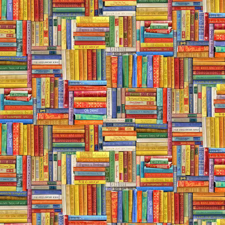Multi Sewing Library Books - Timeless Treasures Cotton