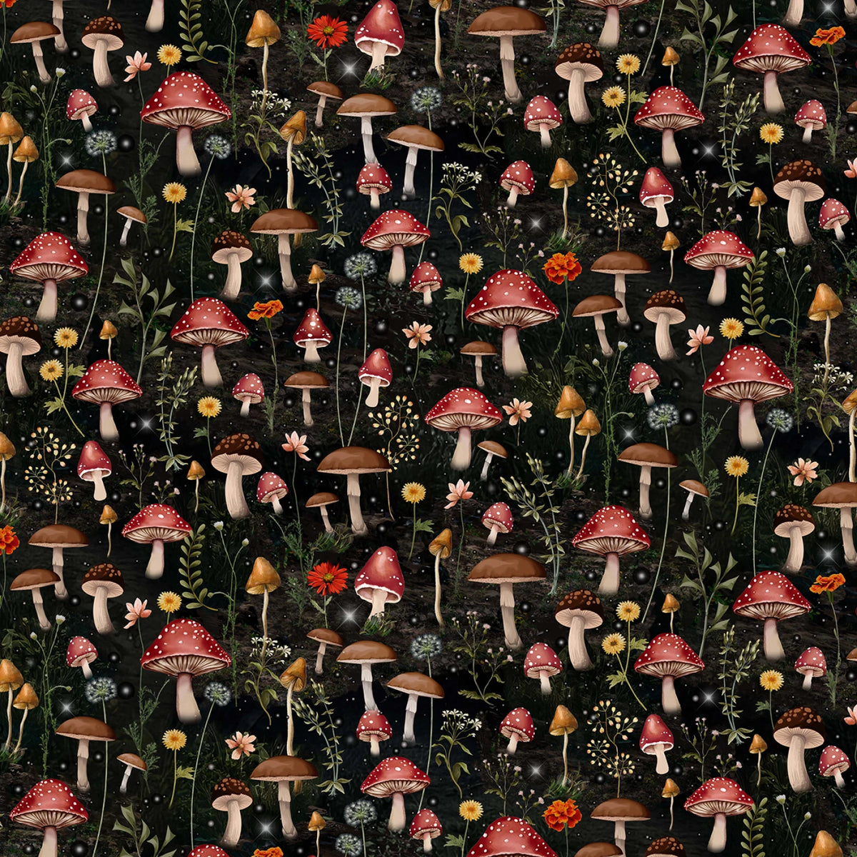 Black Forest Mushroom - Timeless Treasures Cotton