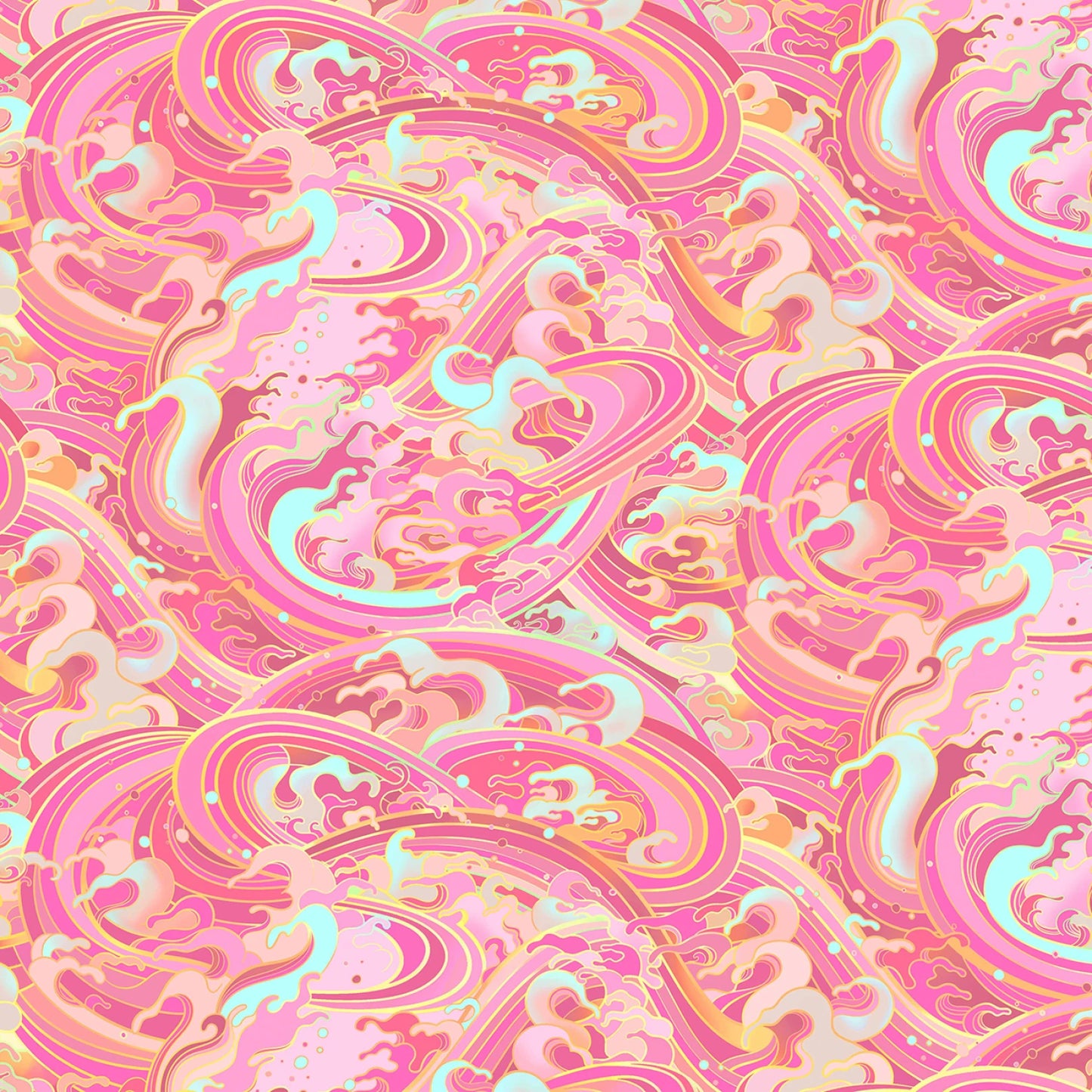 Pink Rolling Wave - Divine Oceana - Michael Miller Cotton