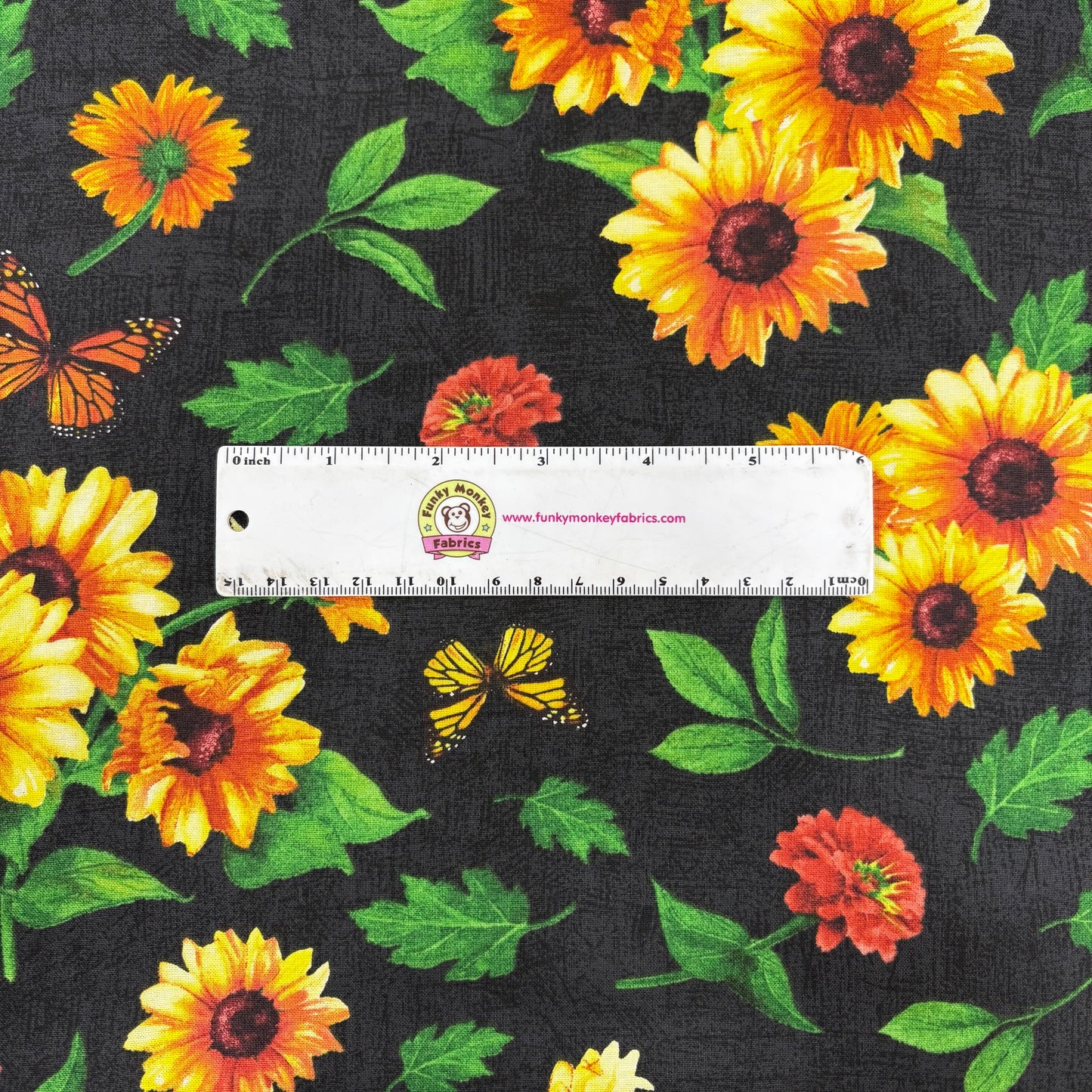 Black Sunflowers All Over - Wilmington Prints Cotton