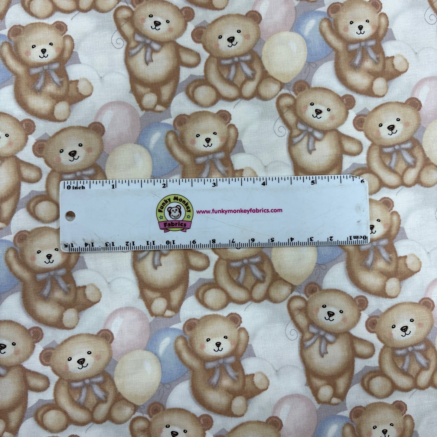 Gray/Multi Teddy Bears and Clouds - Studio E Cotton