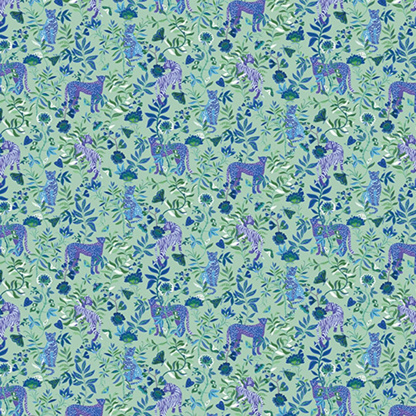 Blue Wanderlust Big Cats Quilting Cuddle - Shannon Fabrics (QCWLBIGCATSBLUE)