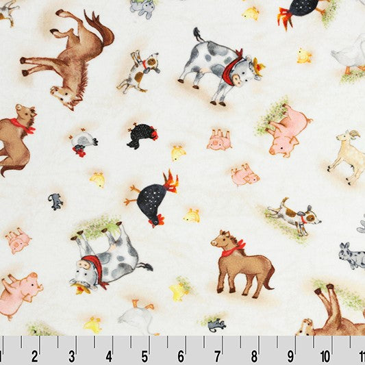 Barn Buddies Snow Digital - Shannon Fabrics Cuddle Minky