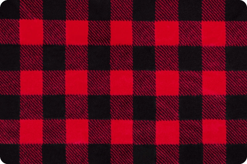 Luxe Cuddle Scarlet/Black Buffalo Check - Shannon Fabrics Minky