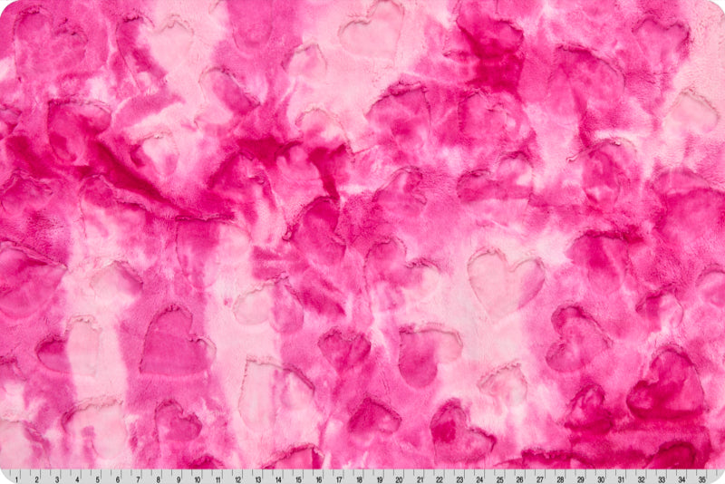Valentine Sorbet Luxe Embossed Hearts - Shannon Fabrics Cuddle Minky