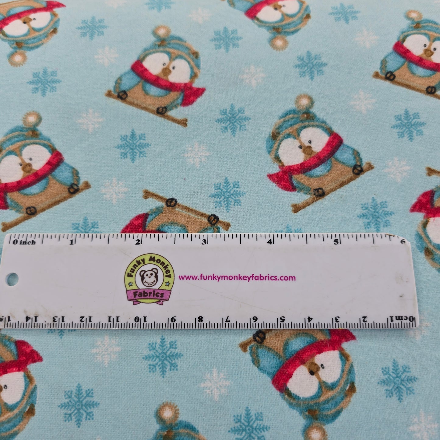 Winter Penguins & Snowflakes Aqua - AE Nathan Flannel