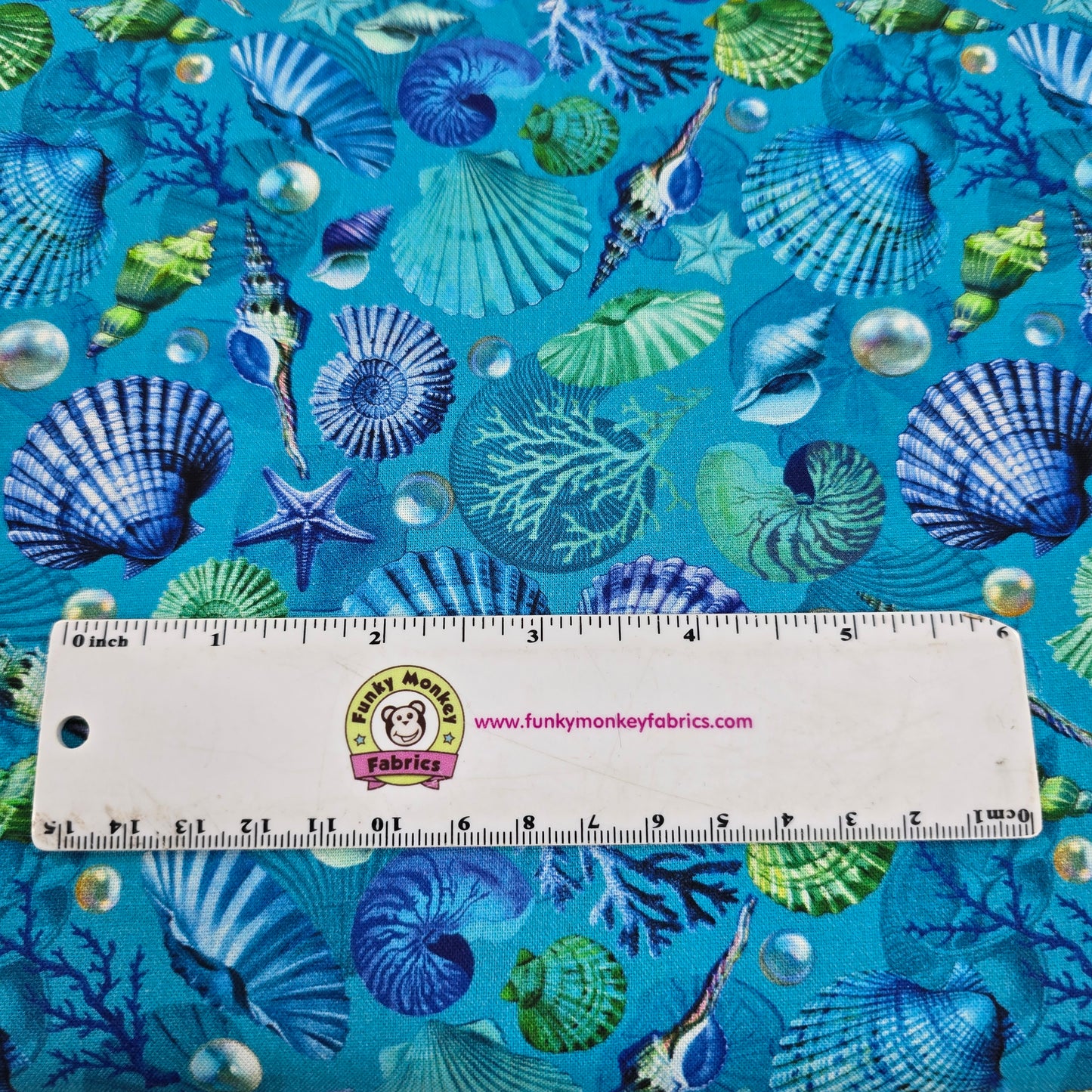 Pearls and Seashells Turquoise - Divine Oceana - Michael Miller Cotton