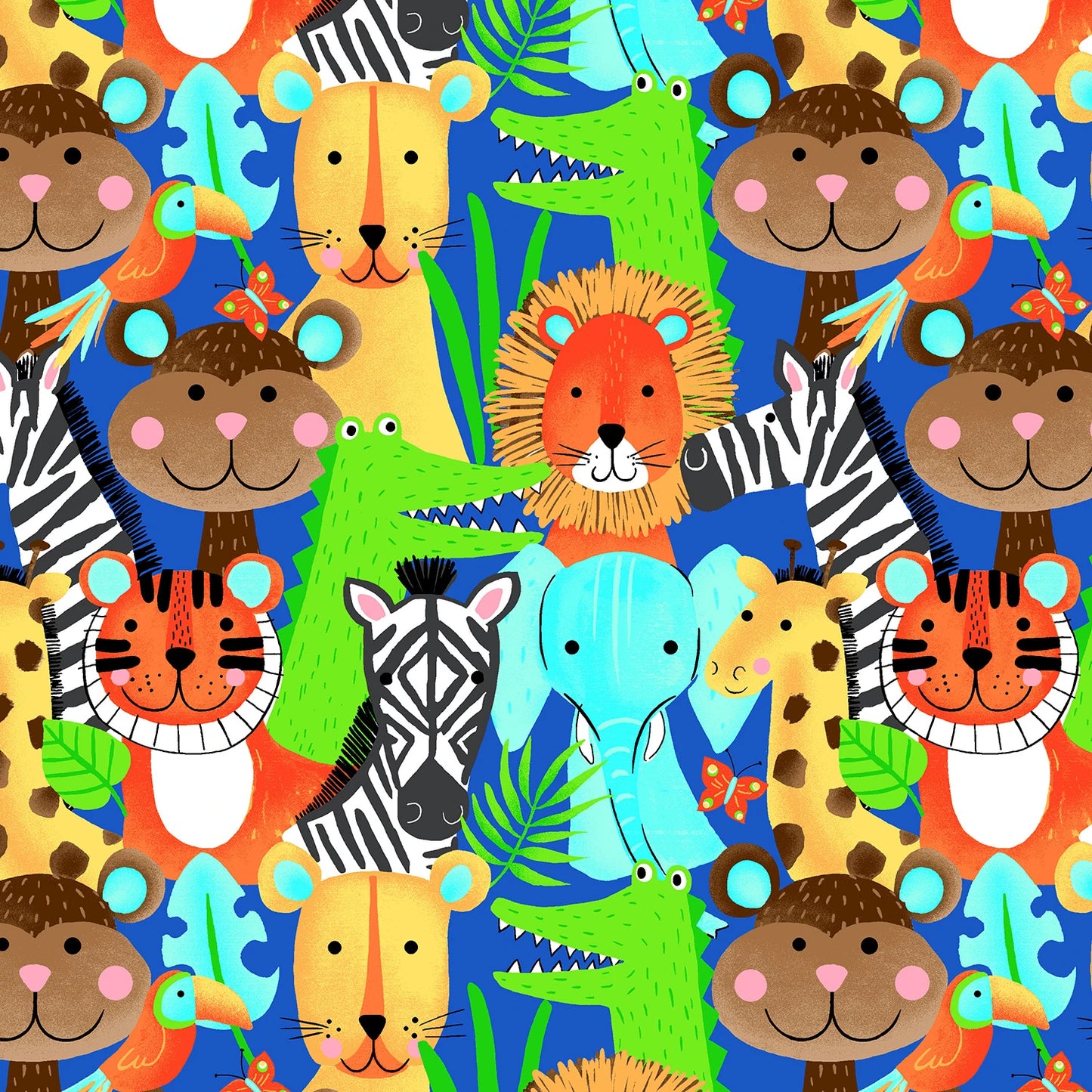 Blue Jungle Animals - AE Nathan Flannel