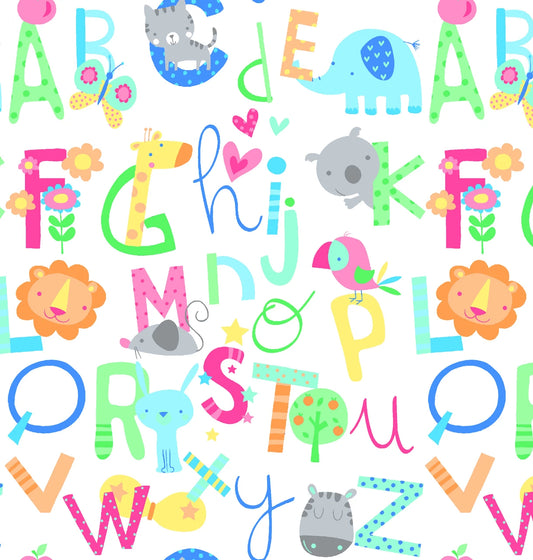 Pastel Letters & Animals - AE Nathan Flannel