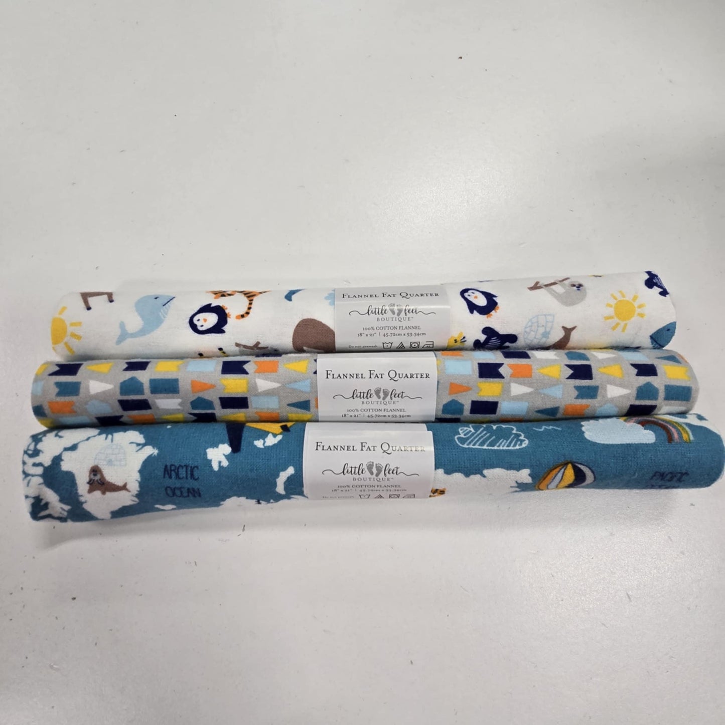 3 Fat Quarters - Blue Adventure - 3 Wishes Flannel