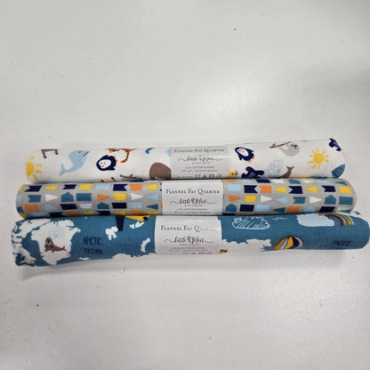 3 Fat Quarters - Blue Adventure - 3 Wishes Flannel