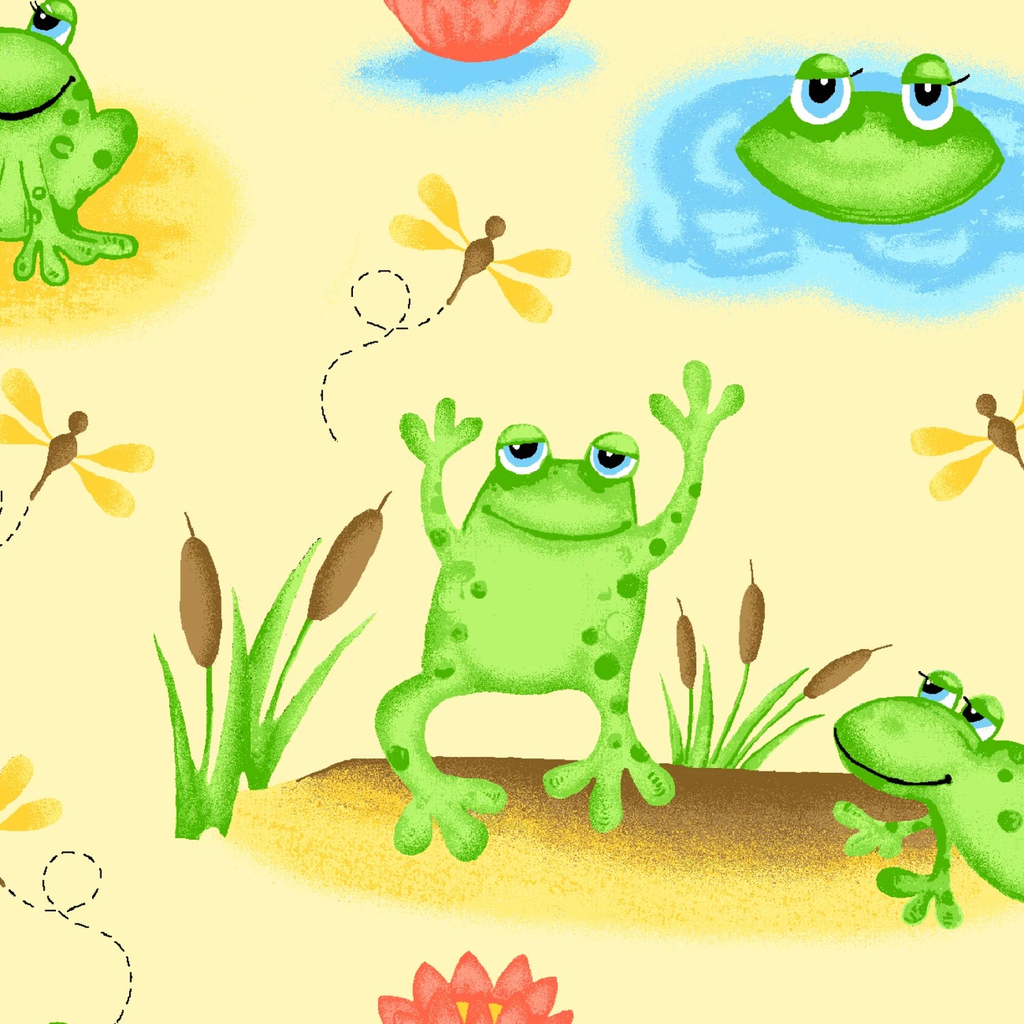 Tan Frogs And Dragonflies - AE Nathan Flannel
