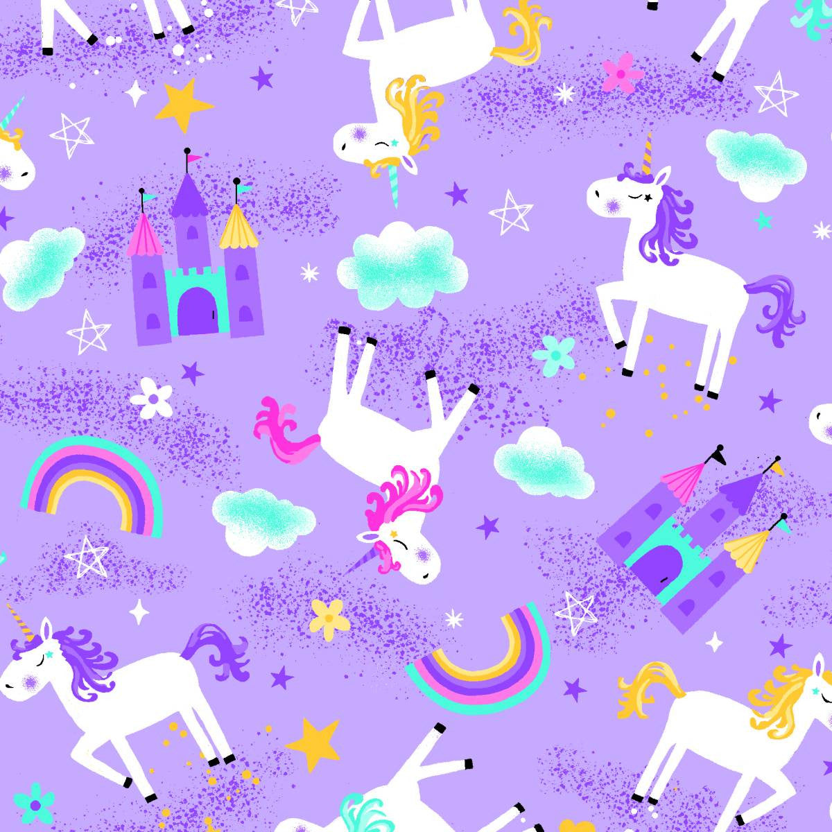 Unicorns & Rainbows on Purple - AE Nathan Flannel