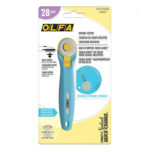 OLFA 28mm Aqua Quick Change Rotary Cutter & Bonus Touch Knife