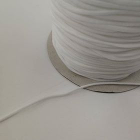 3mm White Round Elastic - 1/2 yard (TT3MMSTR-WHITE)