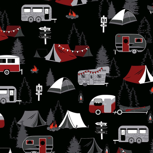 Black Gone Camping - Benartex Cotton