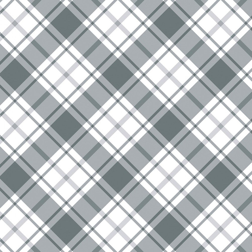 White/Gray Comfort Plaid - Benartex Cotton