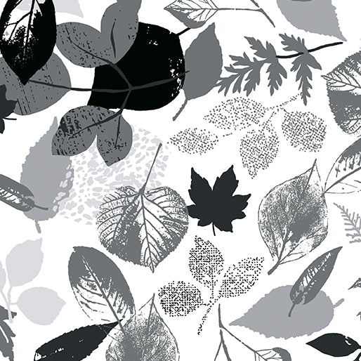 White Falling Leaves - Benartex Cotton