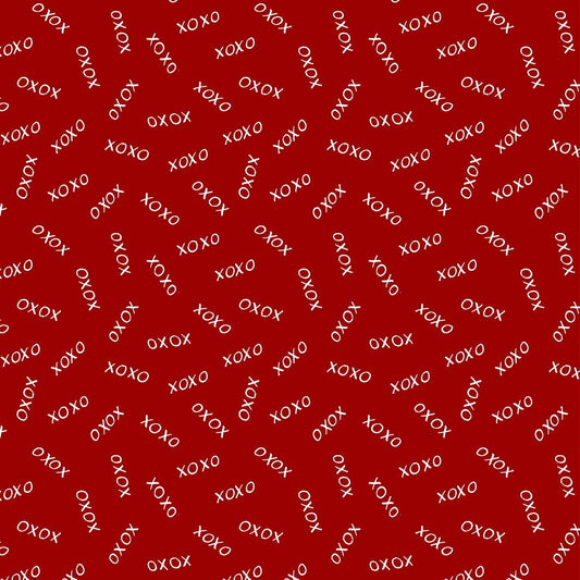 XOXO on Red - Wilmington Prints Cotton