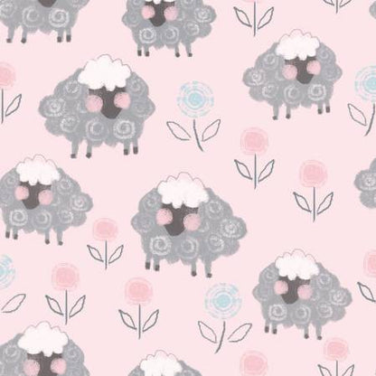 Pink Sheep & Flowers - AE Nathan Flannel