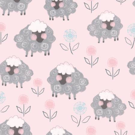 Pink Sheep & Flowers - AE Nathan Flannel