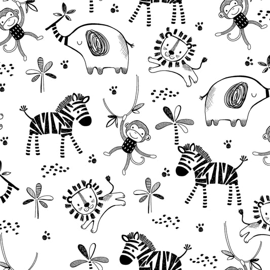 Black and White Safari - 3 Wishes Flannel